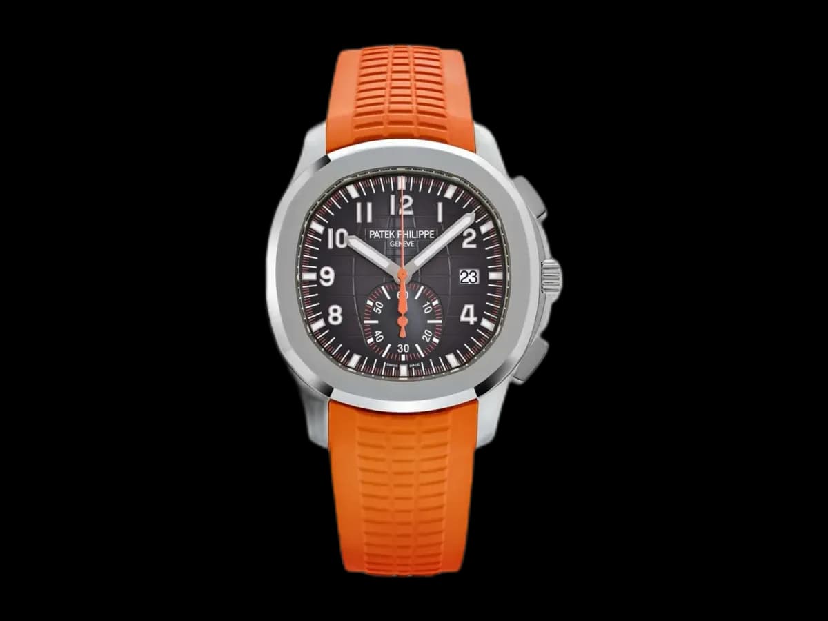Patek Philippe Aquanaut Chronograph 5968a Black Dial Orange Strap
