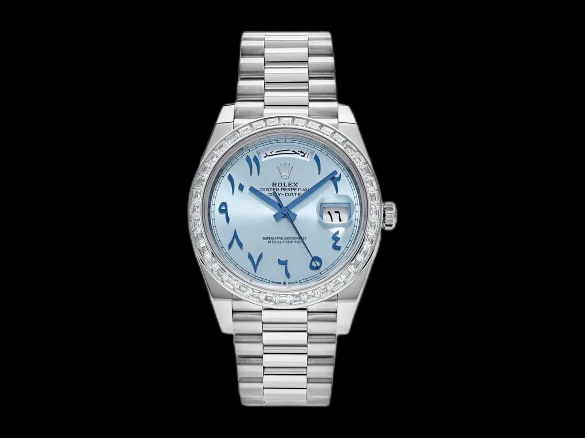 Rolex Day-date 40 228396tbr Platinum Arabic Dial Diamond Bezel
