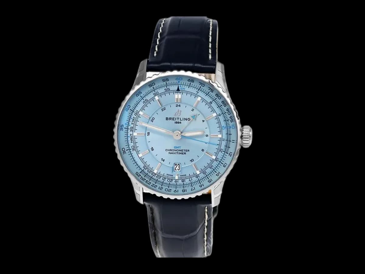 Breitling Navitimer Automatic Gmt 41MM Blue Dial Leather Men's