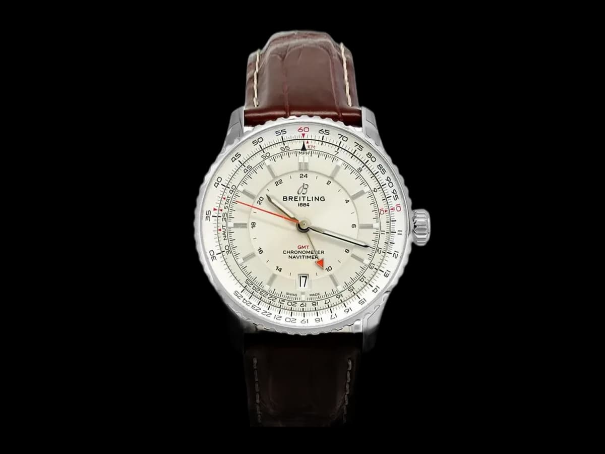 Breitling Navitimer Automatic Gmt 41MM Brown Leather Men's Watch