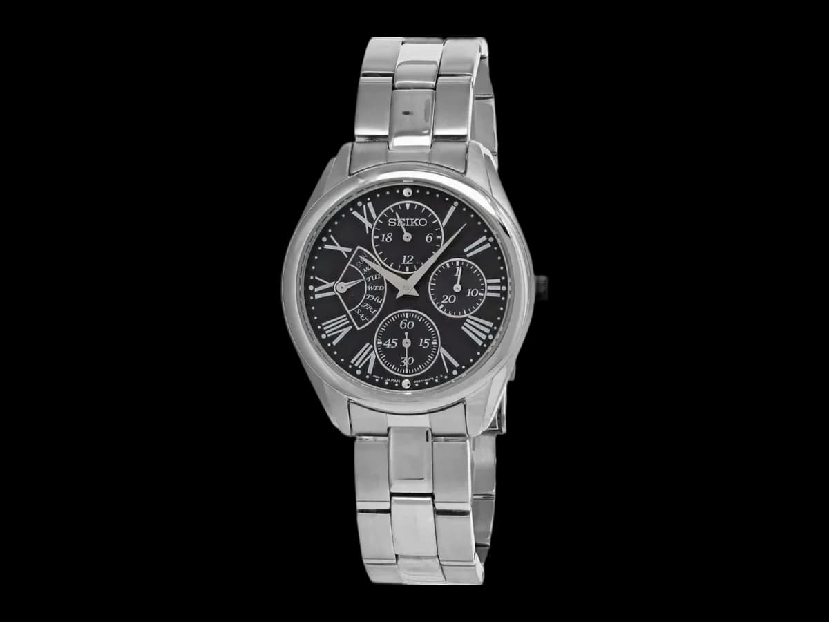 Seiko Quartz 35MM Black Dial Ss Women's Watch Srl049p1