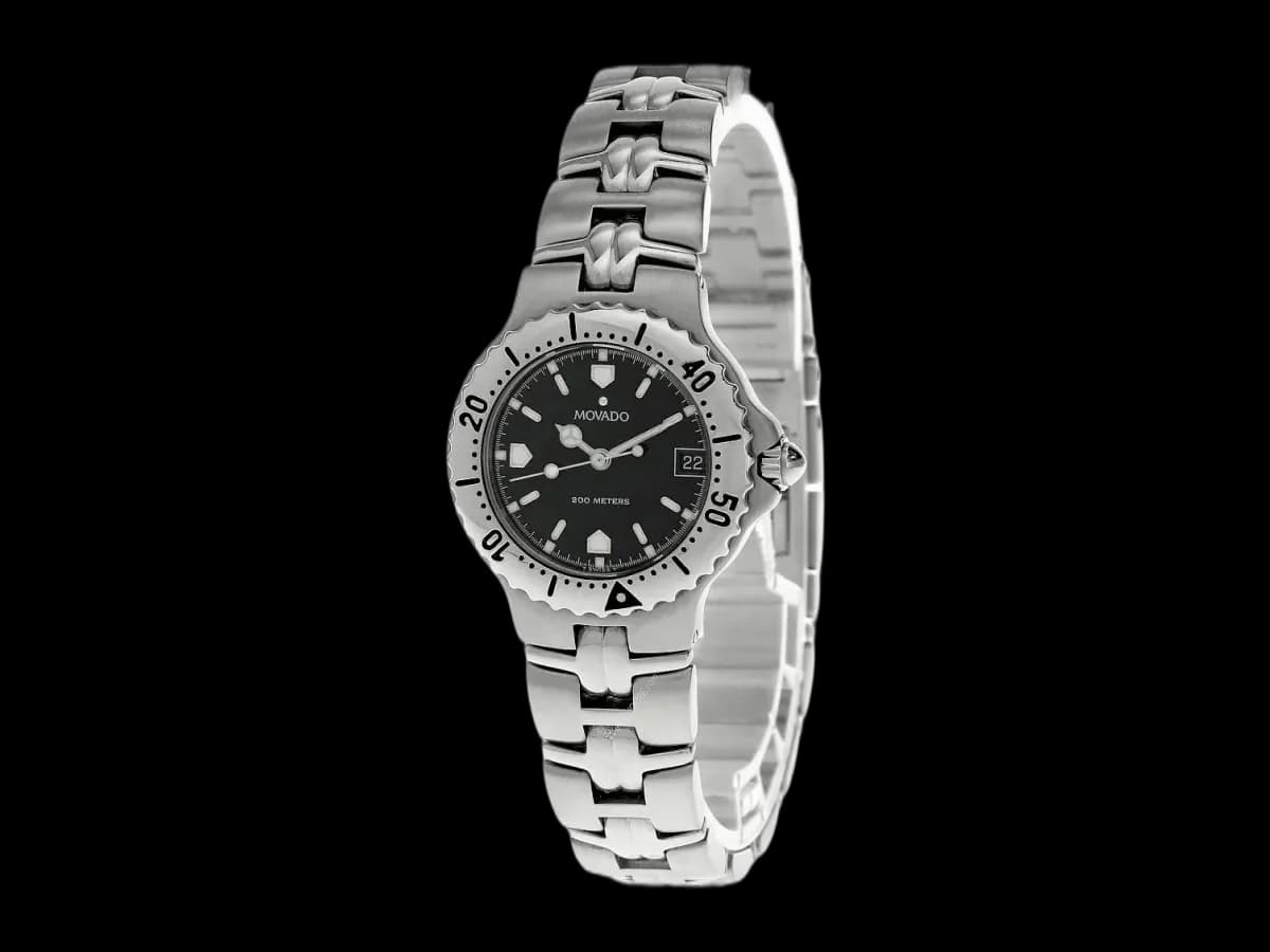 Movado Quartz Stainless Steel Black Dial Date Women's Watch
