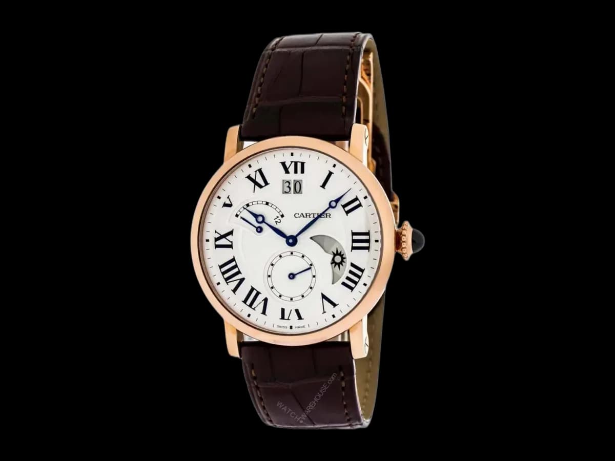 Cartier Rotonde 42MM 18K Rose Gold Alligator Strp Men's Watch