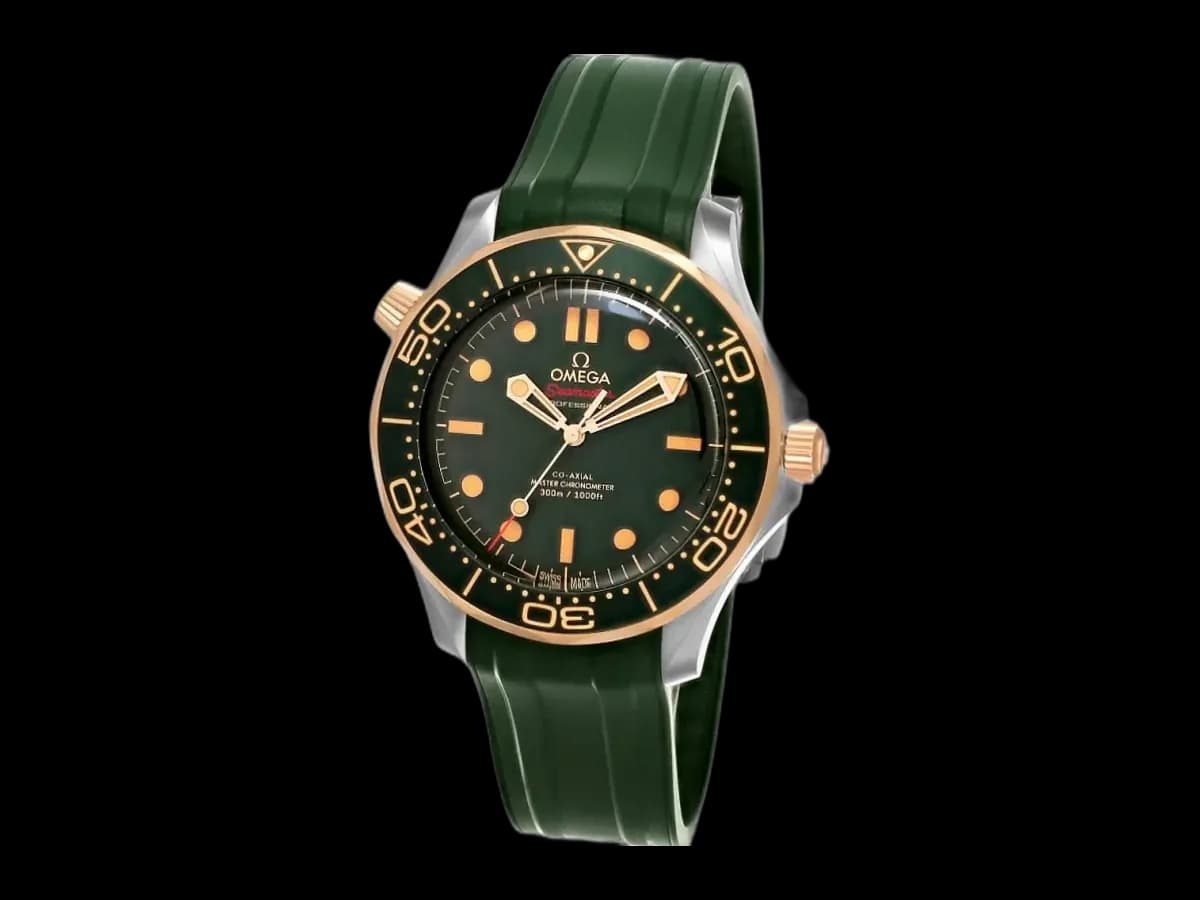 Omega Seamaster Diver 300M 18K Rose Gold 42MM Green Titanium
